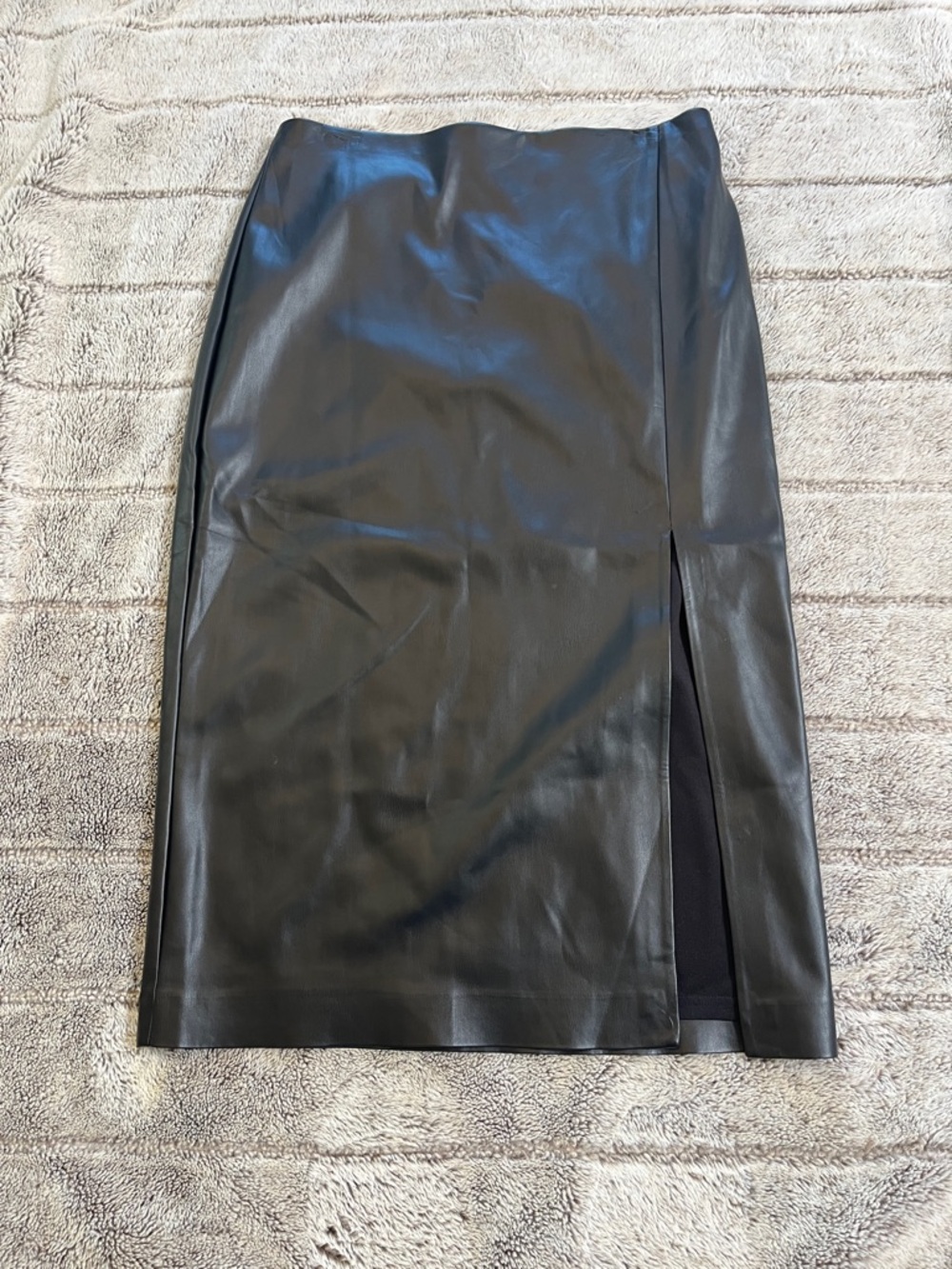 Express Black Faux Leather Pencil Skirt with Side Slit